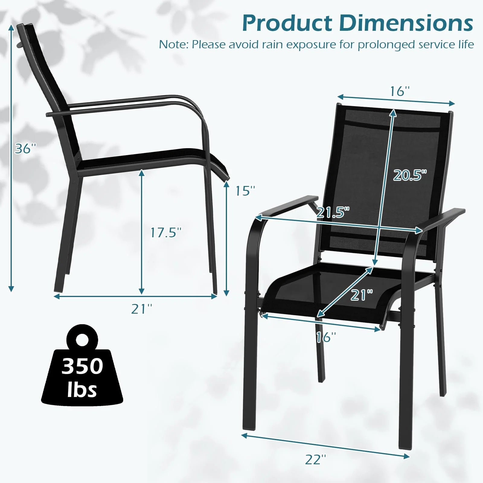 Tangkula Patio Dining Chairs | Stackable Outdoor Armchairs with Metal Frame